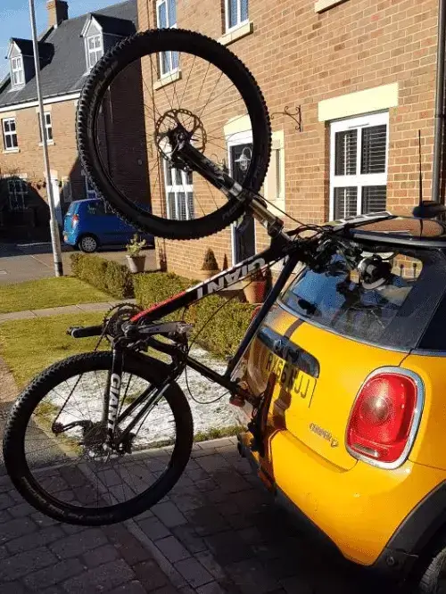 Trunk Mounted Style Bike Rack on Mini Cooper